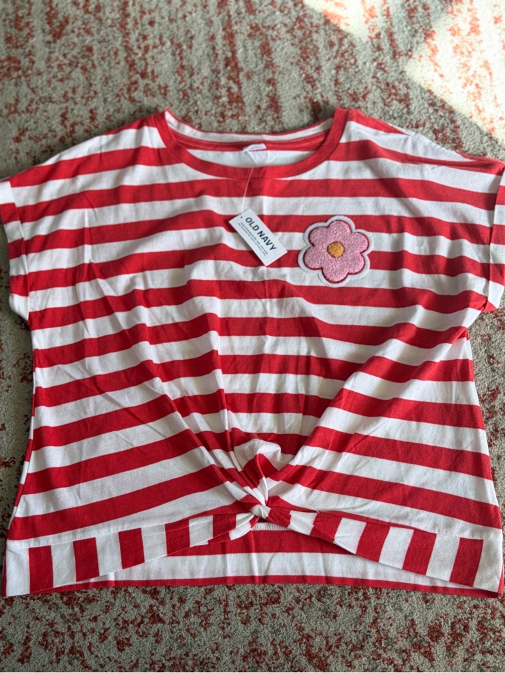 Girl’s Old Navy Red and White Striped Crewneck Tee